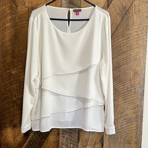 Vince Camuto Women's Asymmetrical Double Layer Chiffon Top Size X-Large